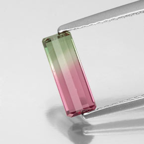 Turmalina bicolor natural de 0,99 ct, corte esmeralda, VS-SI
