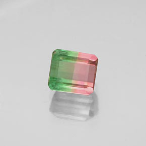Turmalina bicolor natural de 0,87 ct, corte esmeralda, VS-SI