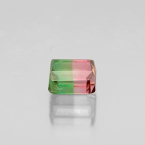 Turmalina bicolor natural de 0,87 ct, corte esmeralda, VS-SI