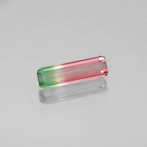 Turmalina multicolor natural de 0,35 ct, corte esmeralda, VS