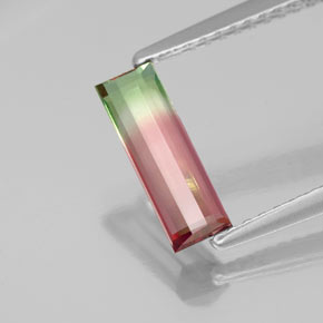Turmalina multicolor natural de 0,87 ct, baguette, VVS-VS