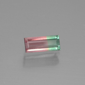 Turmalina bicolor natural de 0,50 ct, baguette, VS-SI