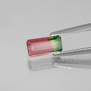Turmalina multicolor natural de 0,65 ct, corte esmeralda, VS