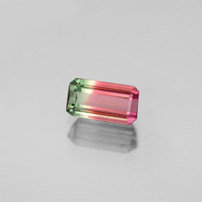 Turmalina multicolor natural de 0,68 ct, corte esmeralda, VS