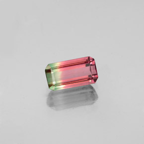 Turmalina multicolor natural de 0,68 ct, corte esmeralda, VS