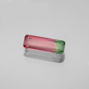 Turmalina bicolor natural de 0,64 ct, corte esmeralda, VS-SI