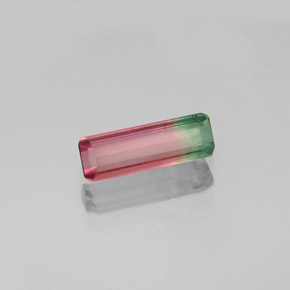 Turmalina bicolor natural de 0,64 ct, corte esmeralda, VS-SI