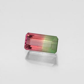 Turmalina multicolor natural de 0,72 ct, corte esmeralda, SI