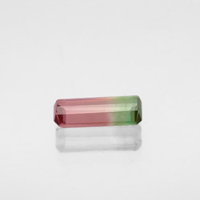 Turmalina bicolor natural de 0,77 ct, corte esmeralda, VS-SI