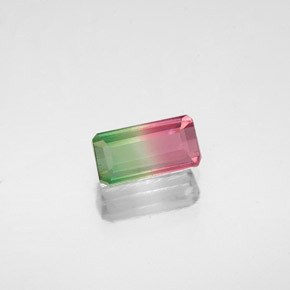 Turmalina multicolor natural de 0,76 ct, corte esmeralda, VS