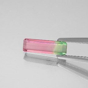 Turmalina bicolor natural de 0,74 ct, corte esmeralda, VS-SI