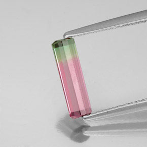 Turmalina bicolor natural de 0,74 ct, corte esmeralda, VS-SI
