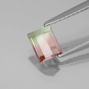 Turmalina multicolor natural de 0,69 ct, baguette, VS