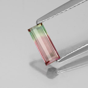 Turmalina multicolor natural de 0,39 ct, baguette, VS
