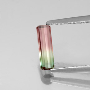 Turmalina multicolor natural de 0,52 ct, corte esmeralda, VS
