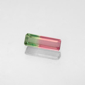Turmalina bicolor natural de 0,49 ct, corte esmeralda, VS