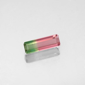Turmalina bicolor natural de 0,49 ct, corte esmeralda, VS