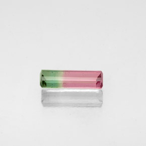 Turmalina bicolor natural de 0,49 ct, corte esmeralda, VS