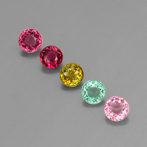 Gemas de turmalina multicolor natural de  ct, corte redondo, VVS-VS