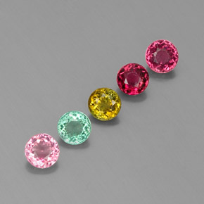 Gemas de turmalina multicolor natural de  ct, corte redondo, VVS-VS