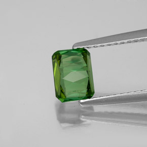 Turmalina verde natural de 1,11 ct, corte esmeralda, VS-SI