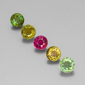 Gemas de turmalina multicolor natural de  ct, corte redondo, VS