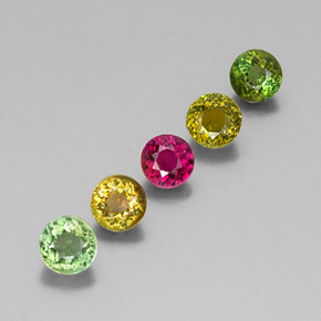 Gemas de turmalina multicolor natural de  ct, corte redondo, VS
