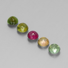 Gemas de turmalina multicolor natural de  ct, corte redondo, VS