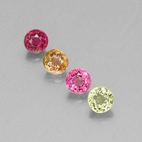 Gemas de turmalina multicolor natural de  ct, corte redondo, VS