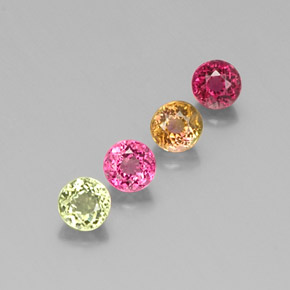 Gemas de turmalina multicolor natural de  ct, corte redondo, VS