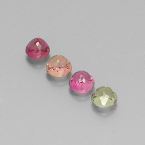 Gemas de turmalina multicolor natural de  ct, corte redondo, VS