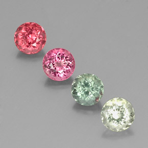 Gemas de turmalina multicolor natural de  ct, corte redondo, VVS-VS