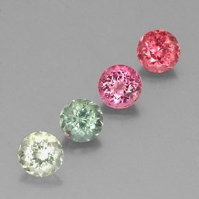 Gemas de turmalina multicolor natural de  ct, corte redondo, VVS-VS