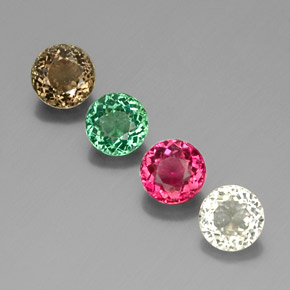 Gemas de turmalina multicolor natural de  ct, corte redondo, VS