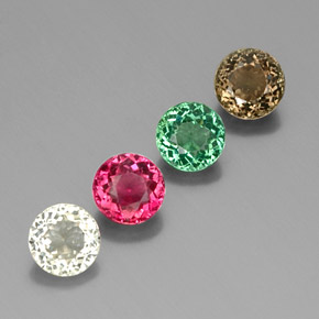Gemas de turmalina multicolor natural de  ct, corte redondo, VS