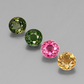 Gemas de turmalina multicolor natural de  ct, corte redondo, VS