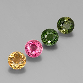 Gemas de turmalina multicolor natural de  ct, corte redondo, VS