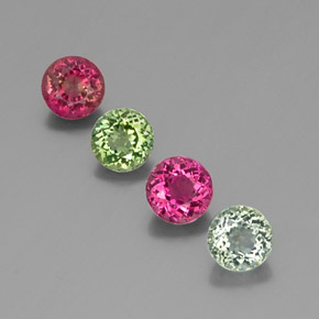 Gemas de turmalina multicolor natural de  ct, corte redondo, VVS-VS