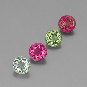 Gemas de turmalina multicolor natural de  ct, corte redondo, VVS-VS