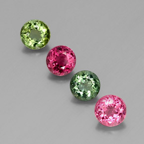 Gemas de turmalina multicolor natural de  ct, corte redondo, VVS-VS