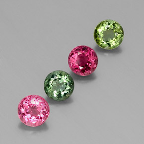Gemas de turmalina multicolor natural de  ct, corte redondo, VVS-VS