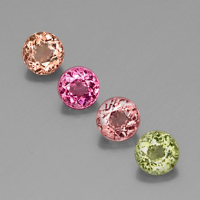 Gemas de turmalina multicolor natural de  ct, corte redondo, VVS-VS