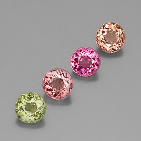Gemas de turmalina multicolor natural de  ct, corte redondo, VVS-VS