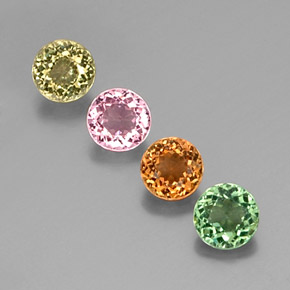 Gemas de turmalina multicolor natural de  ct, corte redondo, VVS-VS
