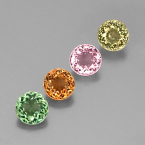Gemas de turmalina multicolor natural de  ct, corte redondo, VVS-VS