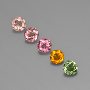 Gemas de turmalina multicolor natural de  ct, corte redondo, VVS-VS