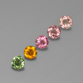 Gemas de turmalina multicolor natural de  ct, corte redondo, VVS-VS