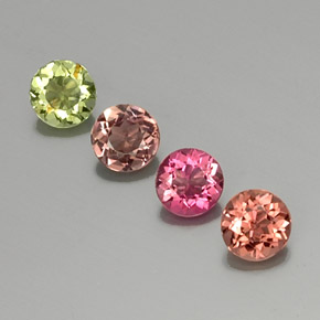 Gemas de turmalina multicolor natural de  ct, corte redondo, VVS-VS