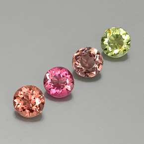 Gemas de turmalina multicolor natural de  ct, corte redondo, VVS-VS