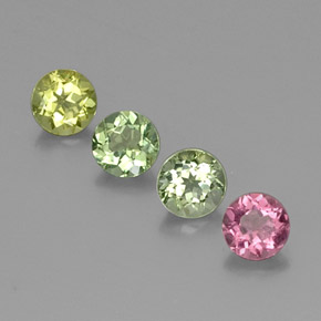 Gemas de turmalina multicolor natural de  ct, corte redondo, VVS-VS